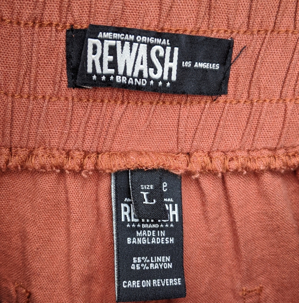 Rewash Rust Linen Pullstring Pants - Picture 2 of 5